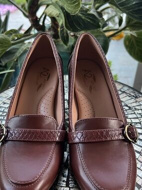 A2 By Aerosoles Women's Brown Slip-On Loafers with Buckle Accent
